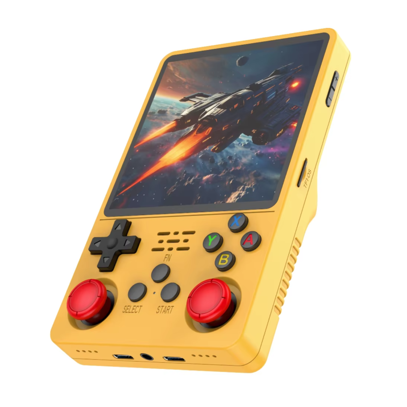 Mini Console de Jeu Vidéo Portable R36s Écran IPS 3,5" 64 Go - Jaune · Smarty Paris